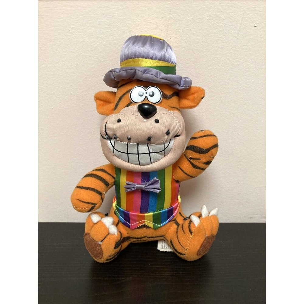 Play By Play 1997 Grinning Tiger Rainbow Shirt Plush Stuffed Animal Toy Vintage - Picture 2 of 10